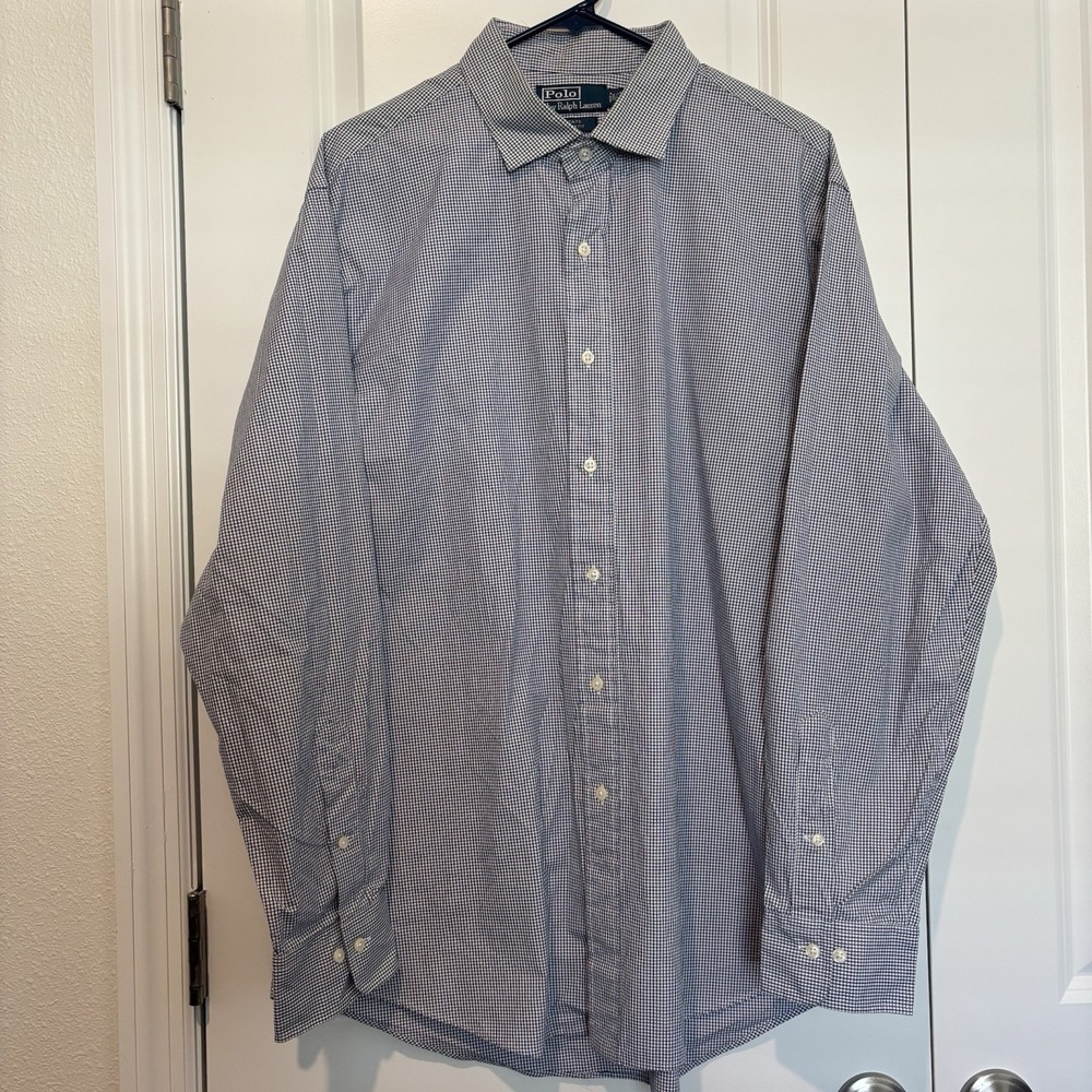 Polo‎ Ralph Lauren Men's Shirt Medium 17.5 34/35 Long Sleeve Estate Custom Fit